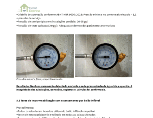 Analise de integridade da tubulação com manometro, para identifiação de origem de vazamento.